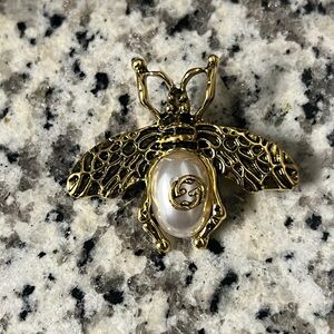 Gold and Pearl Bee Brooch